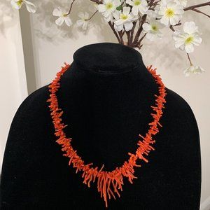 Vintage Red Coral Branch Necklace.